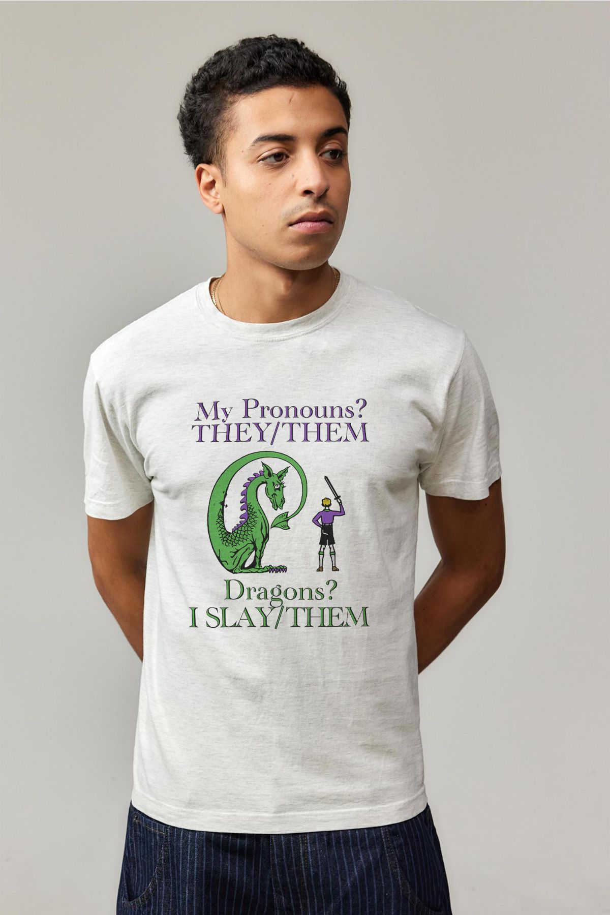 Tee&more.-Μπλουζάκι Unisex Regular Fit They/Them Dragon Printed Premium 2