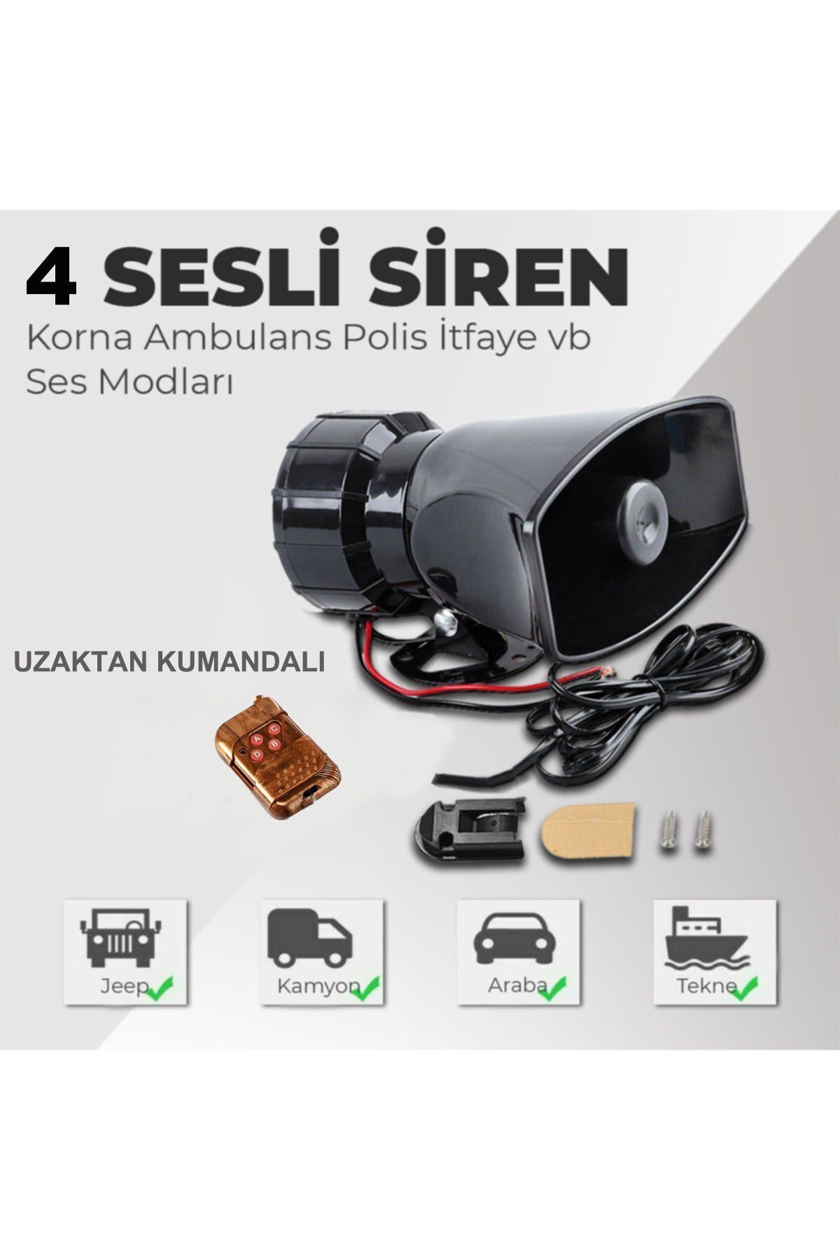 XMOD Siren Uzaktan Kumandalı 12v Tüm Araçlara Uygun Videolu
