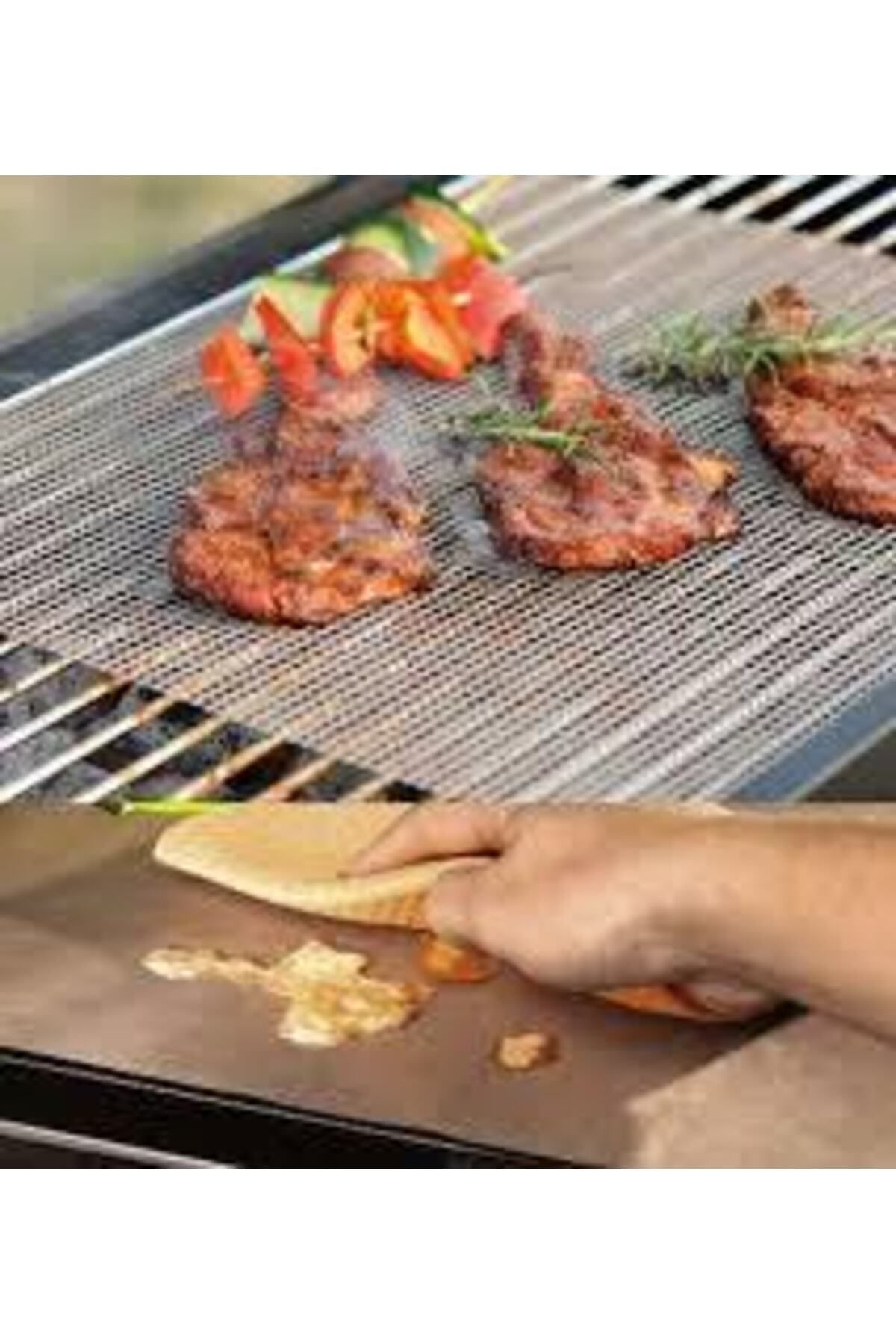 50x40 Cm Delikli Izgara Ve Mangal Üzerinde Yanmaz Yapışmaz Pişirme Örtüsü Grillmat 2 Adet 2