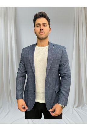 Luisero Erkek Mavi Dar Slim Ceket