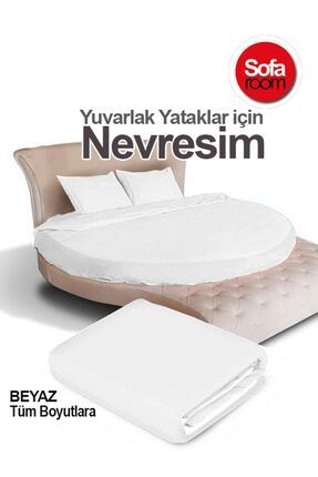 Sofaroom Yuvarlak Nevresim Takımı Beyaz 230 Cm Çapında Battal Boy %100 Pamuk