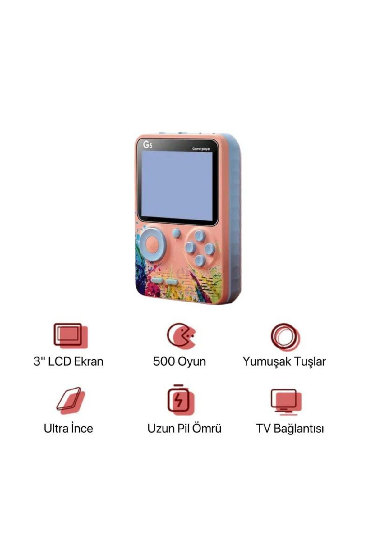 G5 Game Box Mini Taşınabilir Oyun Konsolu 500 Oyunlu 3