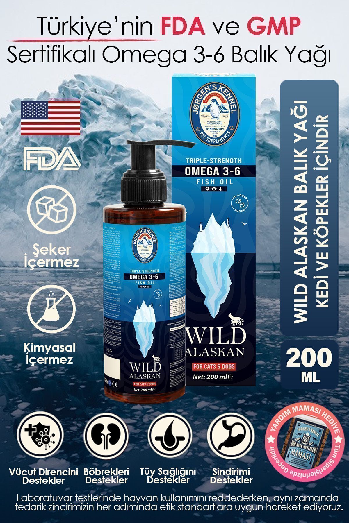 Jorgens Kennel Kedi Ve Köpek Için Doğal Omega 3-6 Wild Alaskan Triple Strength Balık Yağı I Fish Oil