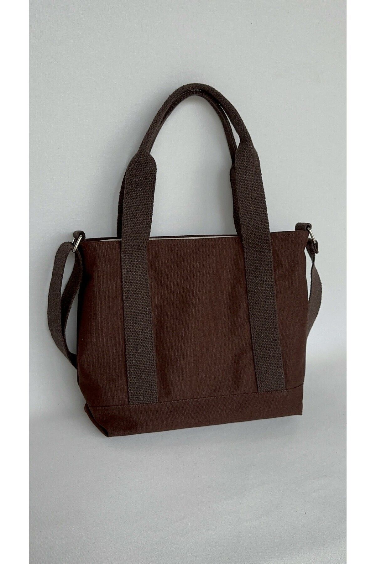 Sowa Collection Kanvas Kahve Çıtçıtlı Çanta Ayarlanabilir Çapraz Askılı Kadın El Ve Omuz Çantası U:30 E:35 G:10 Cm görsel 4