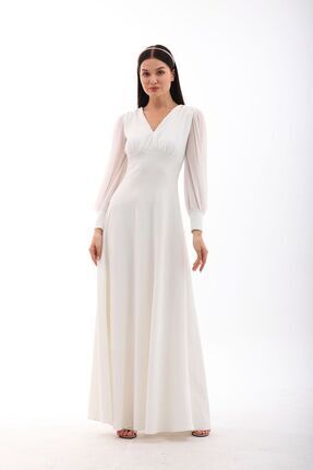 migi life yerli krep tül detaylı,kloş maxi şık elbise