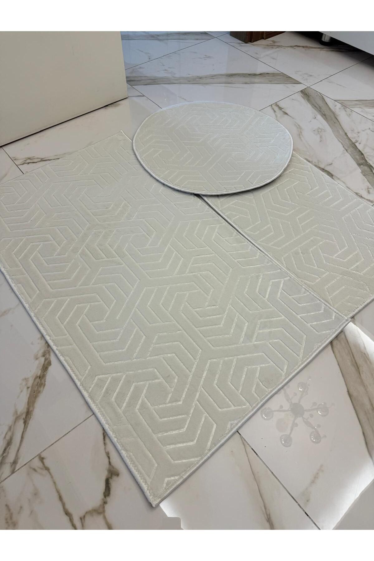 RARE HARMONY 3-piece BATH MAT SET WHITE(60x100-60x60-60x40)