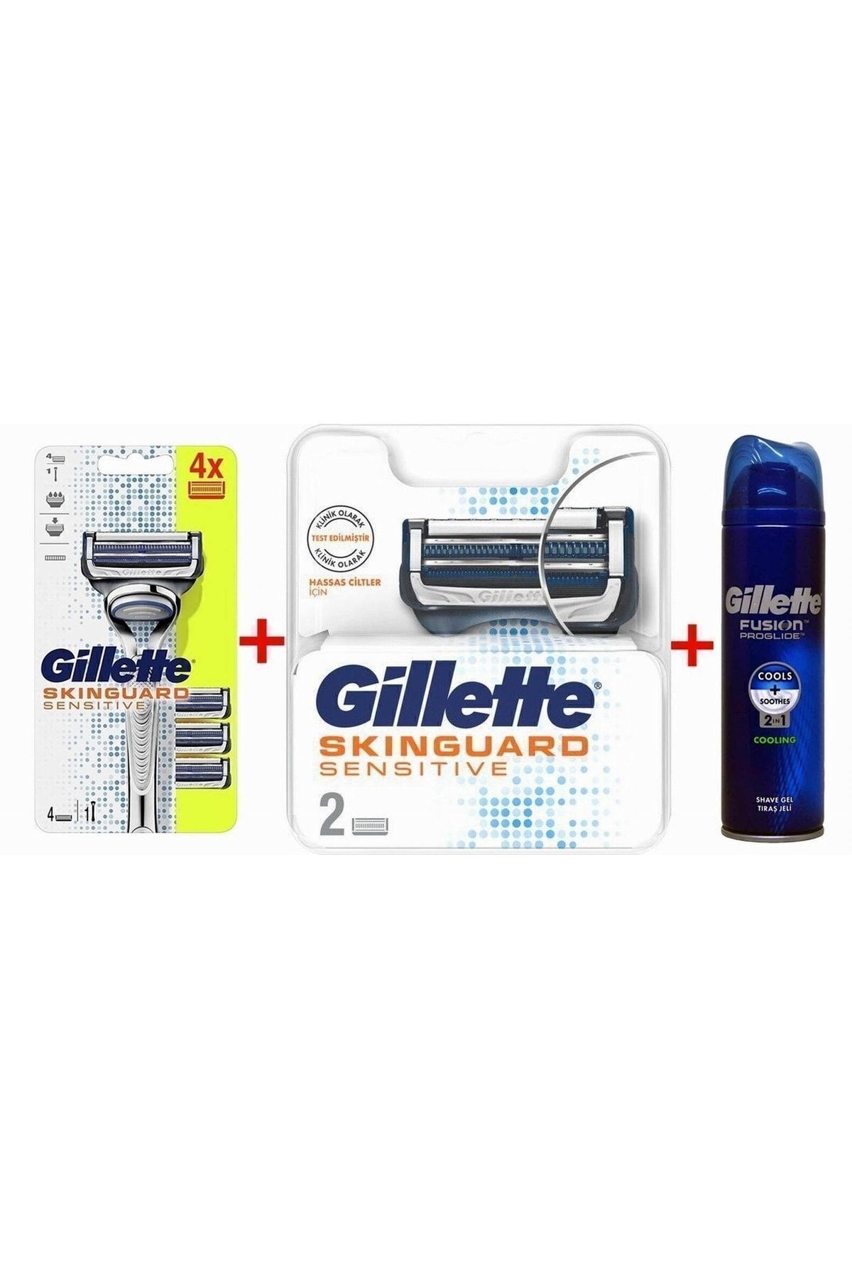 Gillette Skinguard Sensitive Tıraş Seti (makine + Yedek Bıçak + Tıraş Jeli)