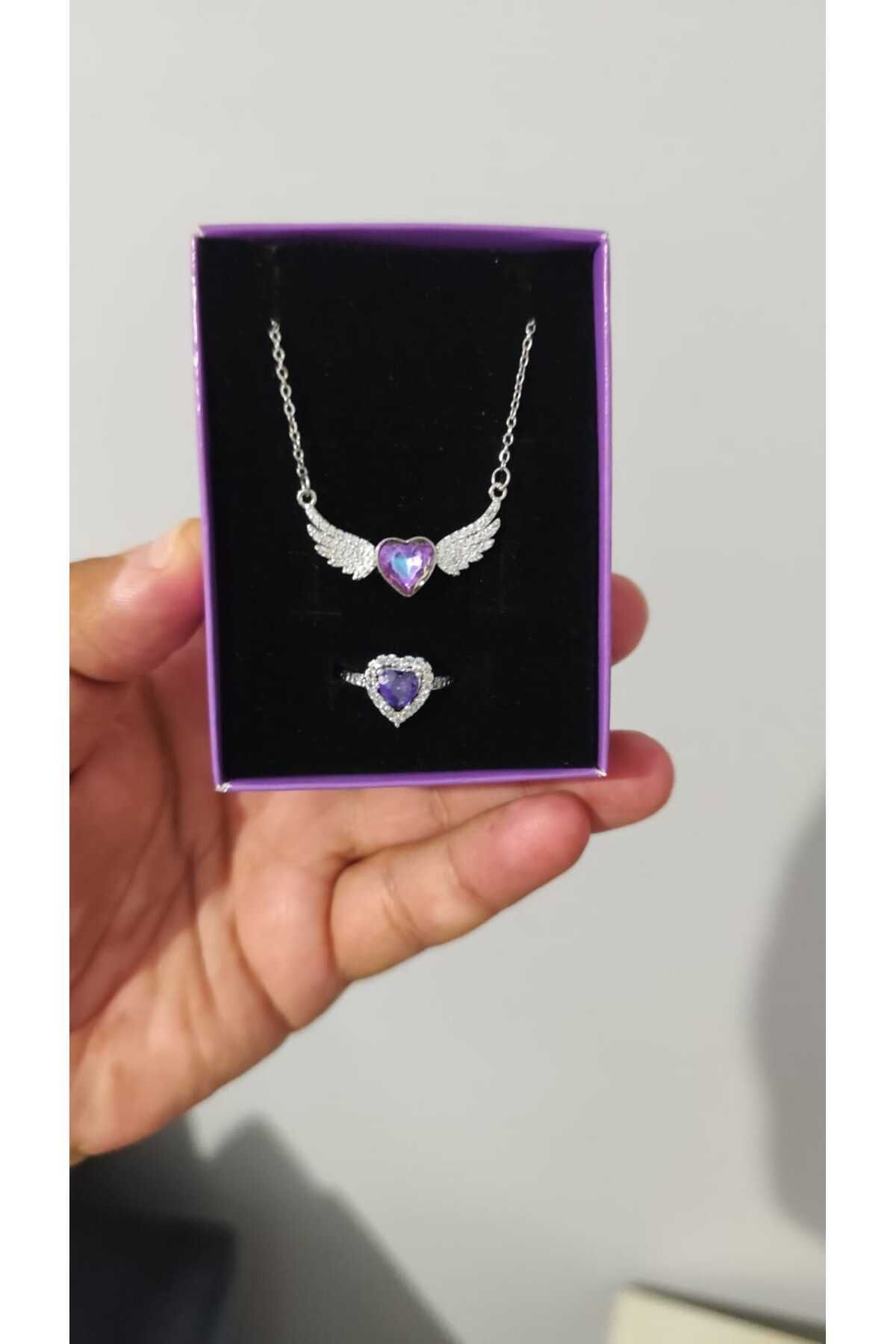 JUPİTER HOME Pandora,m Yüzük Kanatlı Kolye Ve Yüzük Setti Ciddi Ilişki Yüzüzgü Anneler Dogum Günü