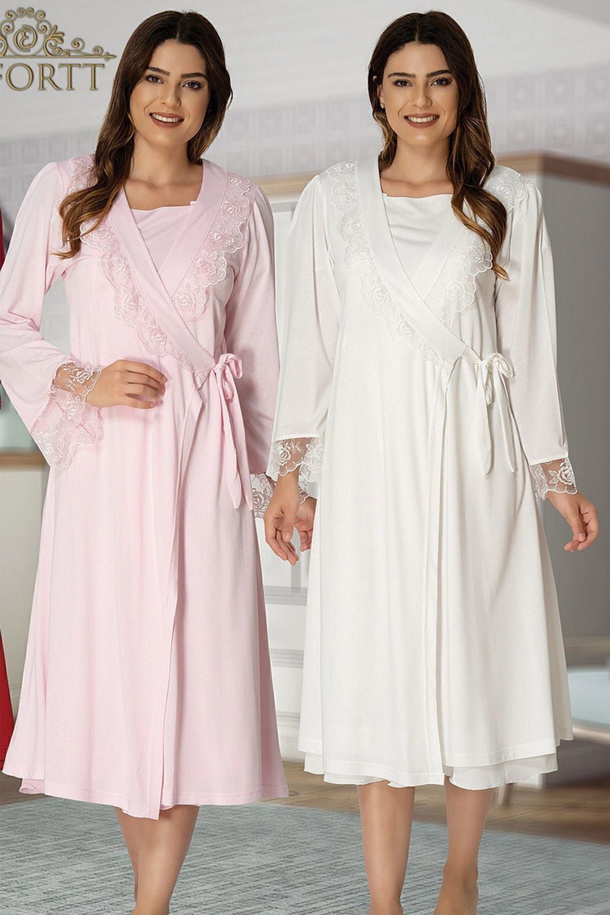 Effort Pijama-Pregnant Effort Women's Dressing Gown Pink 2