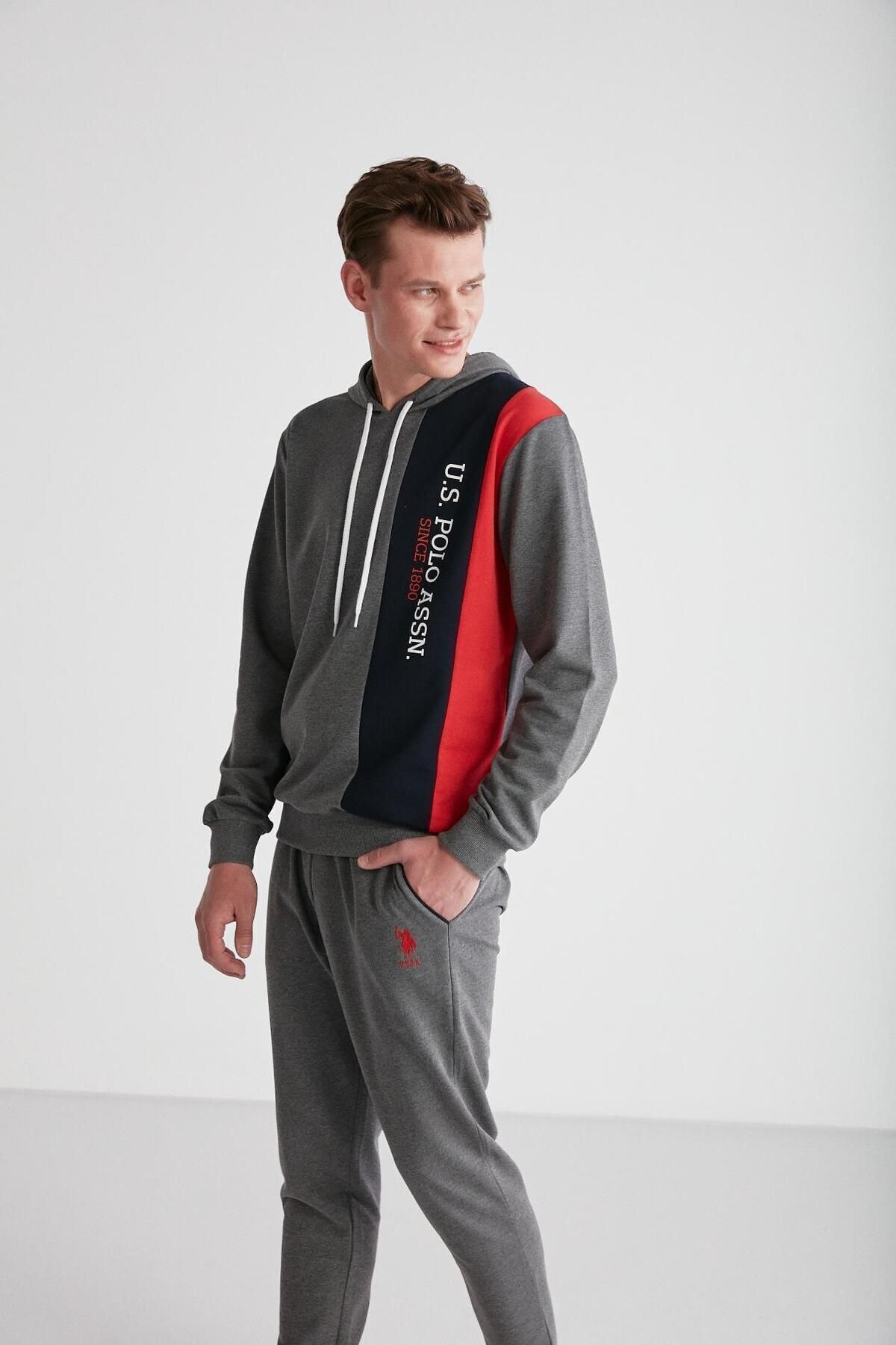 ست پیژامه خاکستری مردانه پایه. POLO ASSN. کلاهدار آنتراسیت ملانژ 024K.Z1ET8AG7RP11 U.S. Polo Assn.