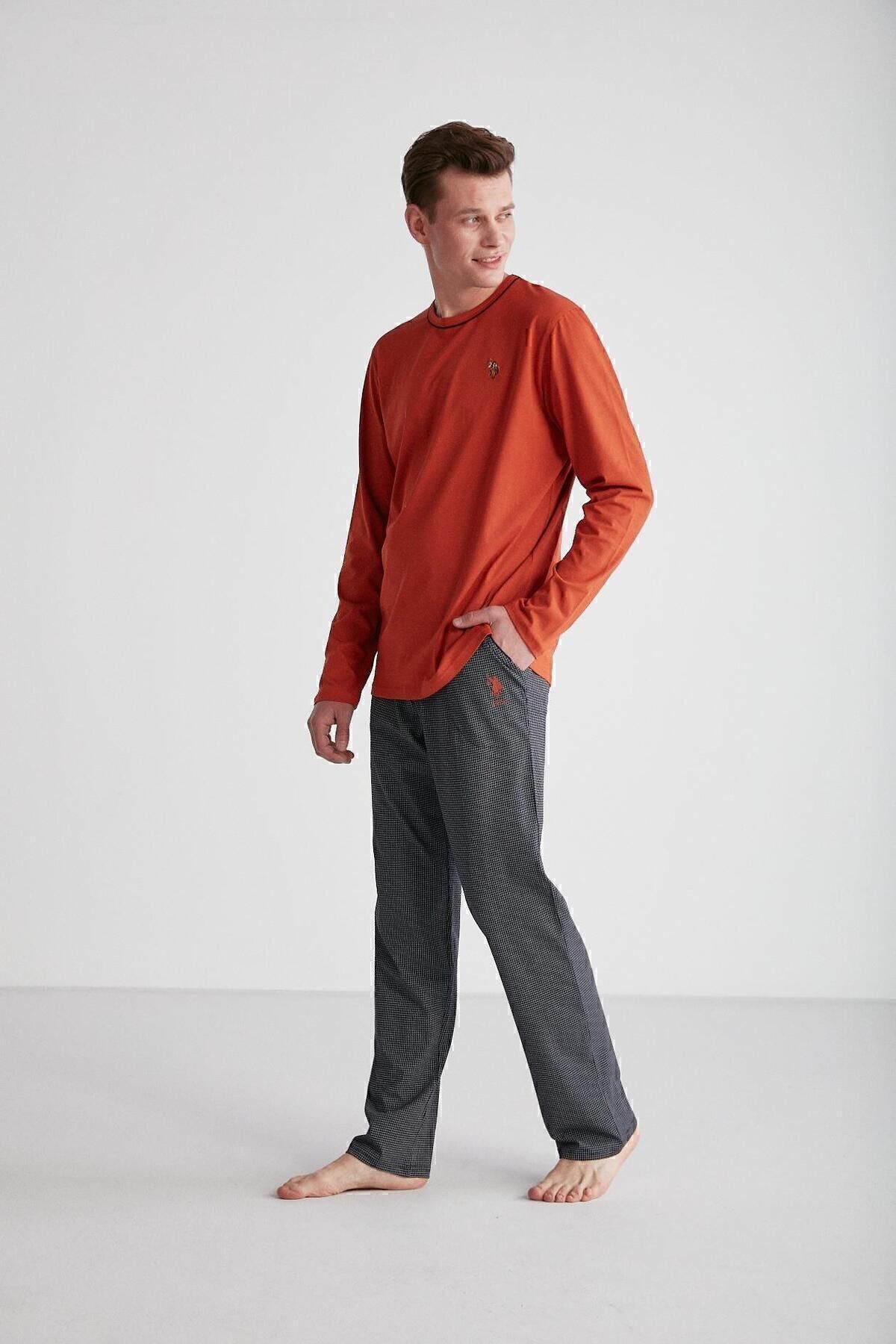 ست پیژامه آبی مردانه پایه. POLO ASSN. یقه گرد کاشی 024K.A1.S.8T.RA.7.PL.4.S3 U.S. Polo Assn.