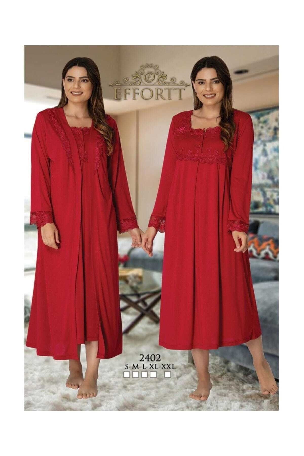 Effort Pijama-Pregnant Effort Maternity Long Sleeve Nightgown Red 1