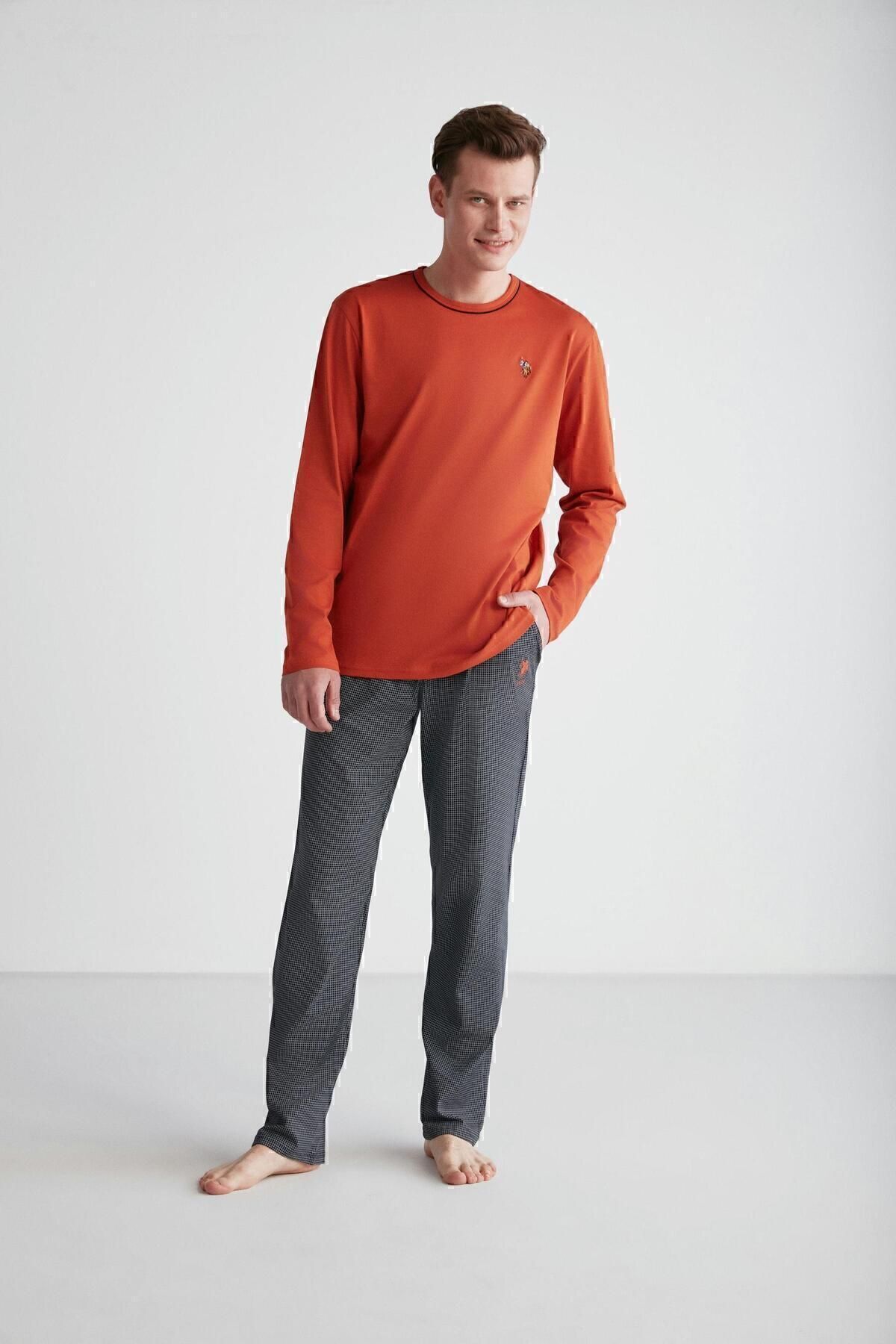 ست پیژامه آبی مردانه پایه. POLO ASSN. یقه گرد کاشی 024K.A1.S.8T.RA.7.PL.4.S3 U.S. Polo Assn.
