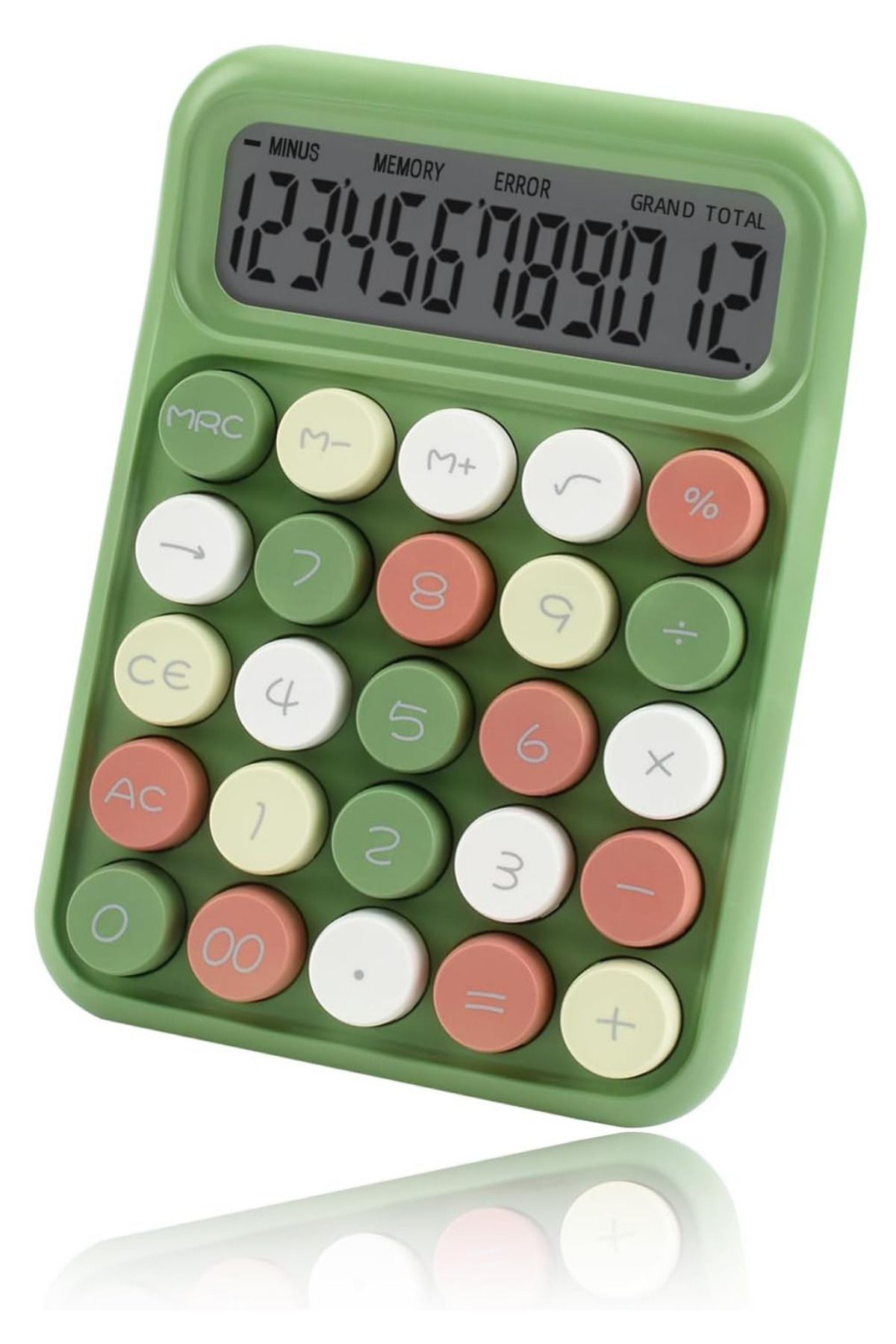 UĞURDAN Renkli 12 Hane Yeni Nesil Masaüstü Hesap Makinesi Retro Yeşil