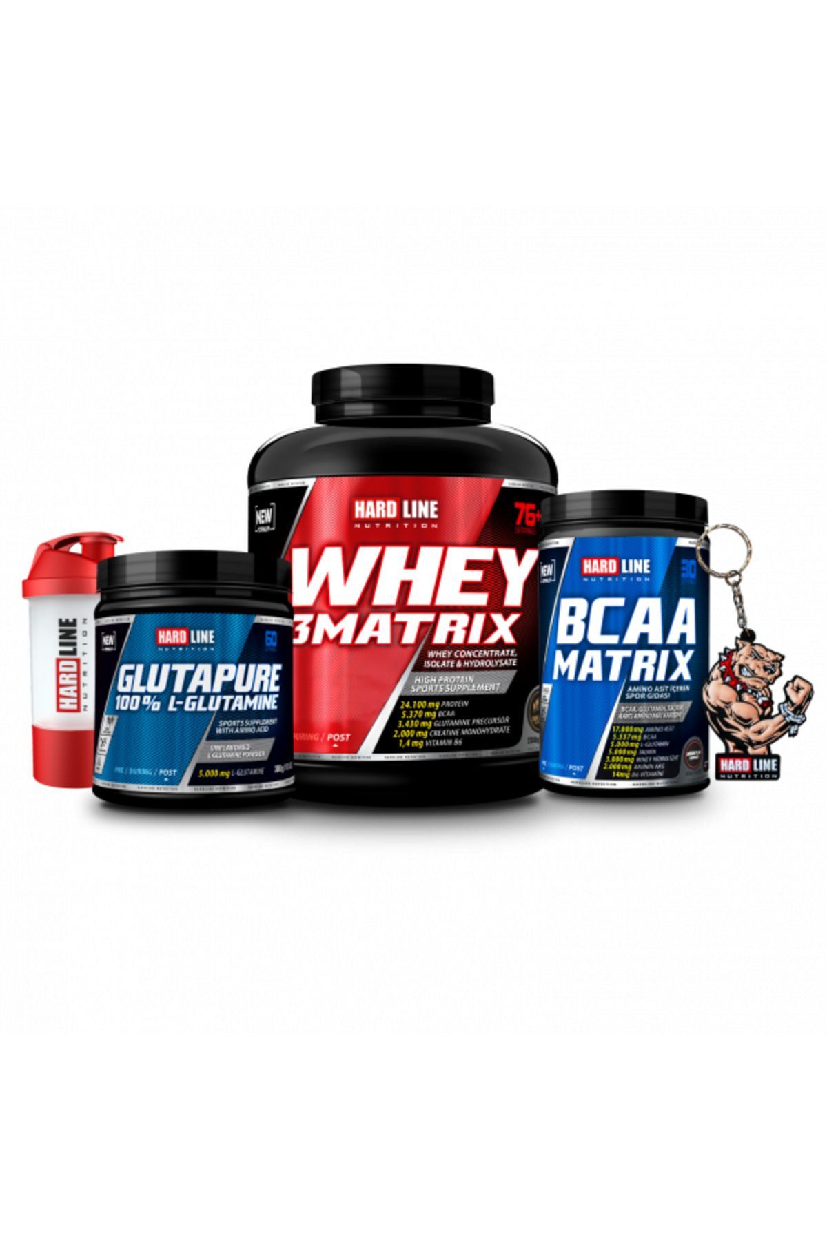 Hardline-Whey 3Matrix - 2300gr Bcaa Matrix, 630gr Glutapure 300gr keychain Shaker 1