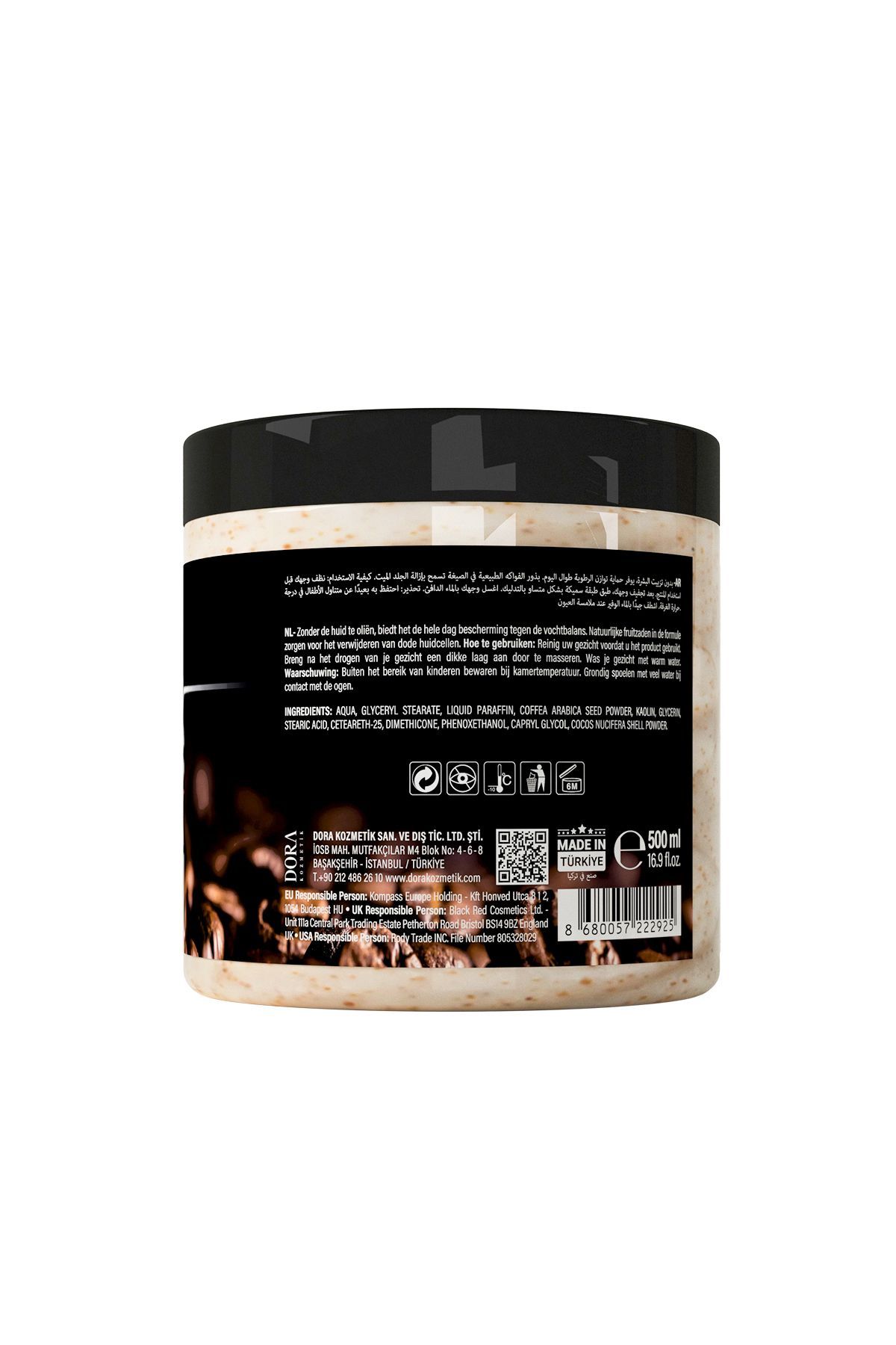 Black Red-500 ml Facial Scrub with Espresso and Caffeine - Antioxidant Effect and Facial Scrub 5