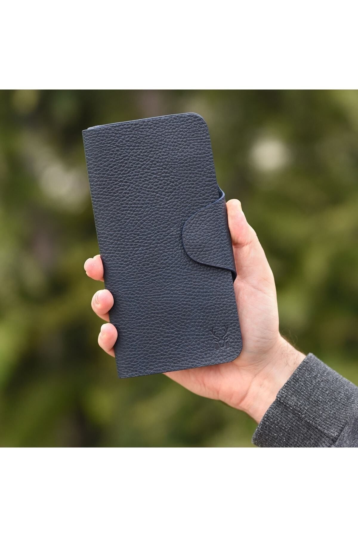 Original Men's Amando - Long Stylish Portfolio Model Flotter Navy Blue Wallet with Genuine Leather Gift Box