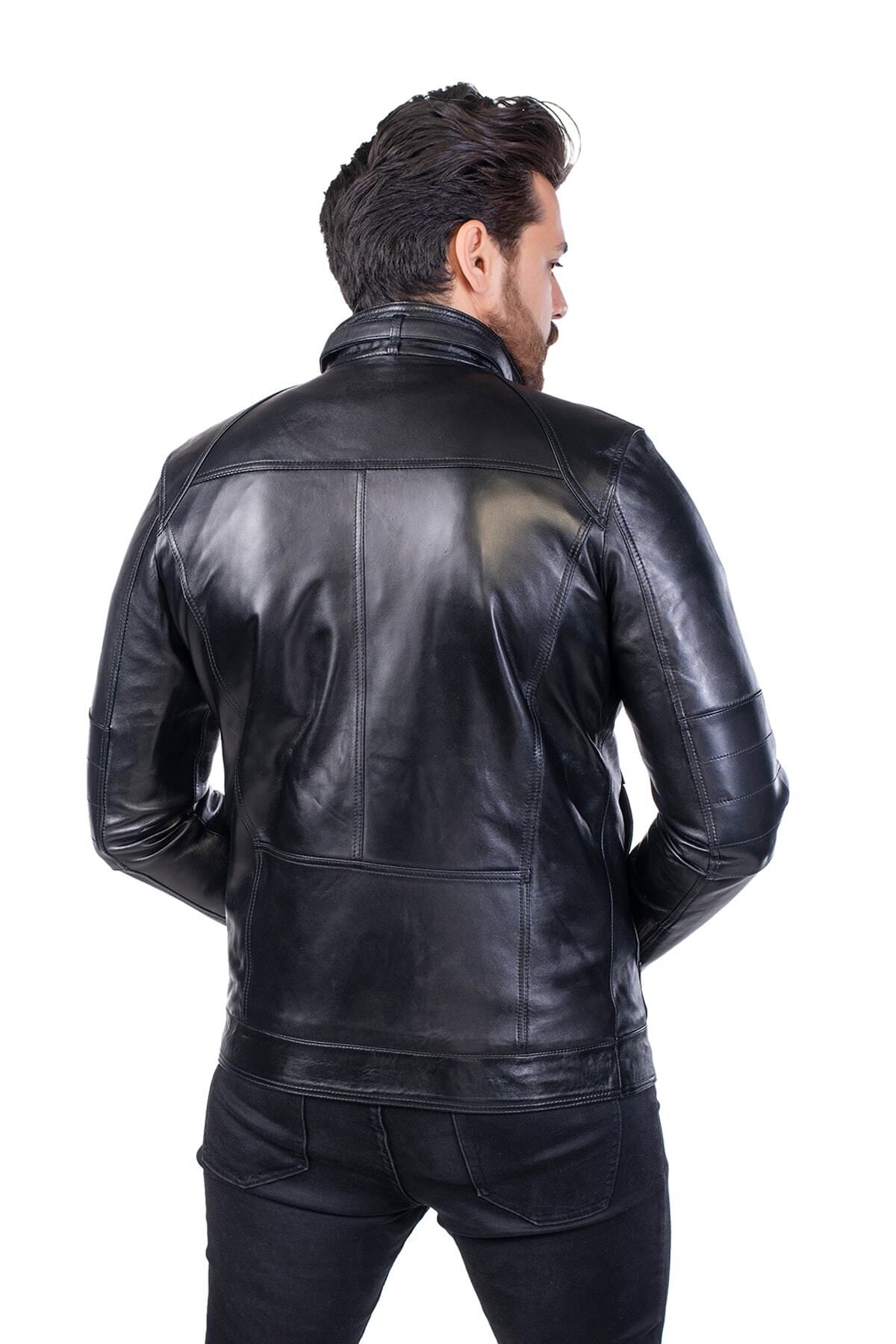 ژاکت مردانه مشکی BATU DERİ | SC4028 اورجینال - تصویر 4