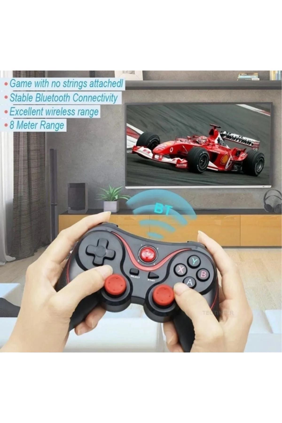 Leons Wireless Kablosuz Oyun Kolu Bluetooth Joystick Gamepad Telefon Tutacağı Standlı 3