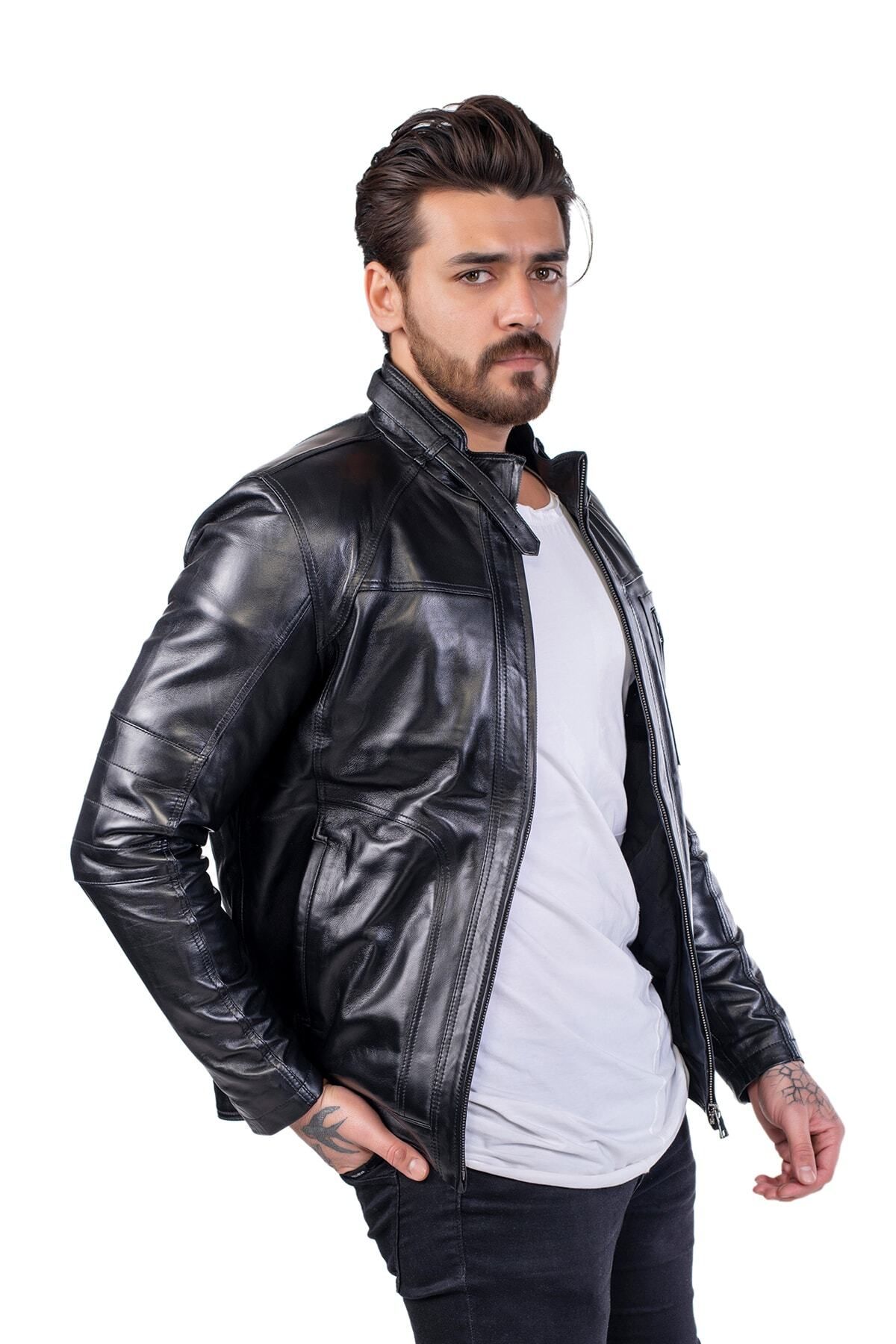 ژاکت مردانه مشکی BATU DERİ | SC4028 اورجینال - تصویر 2