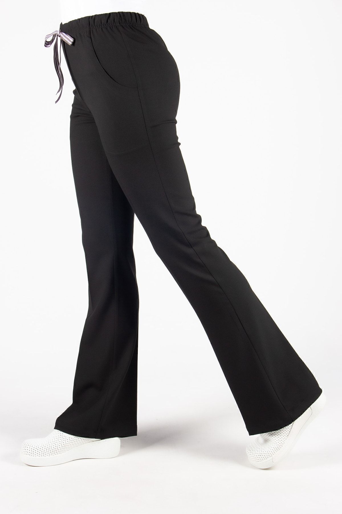 pantalon évasé en lycra noir