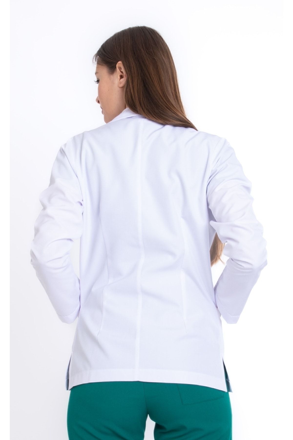 Uçak Medikal-White Coat Length, Long Sleeve, Classic Collar, Doctor's Apron 3
