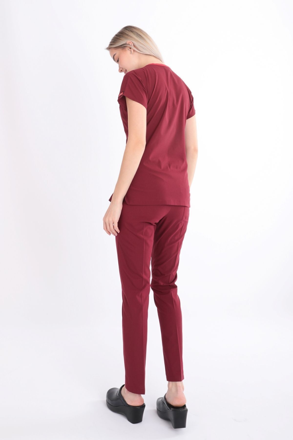 Uçak Medikal-Claret Red U-Flex Lycra Single Top 3