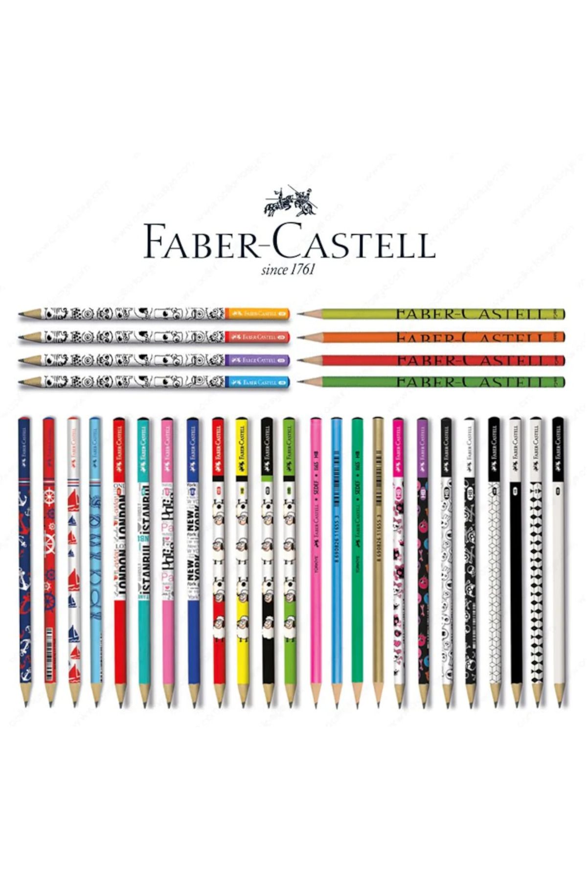 Faber Castell Lüx Mercanlı Karışık Yuvarlak Kurşun Kalem 12 Adet