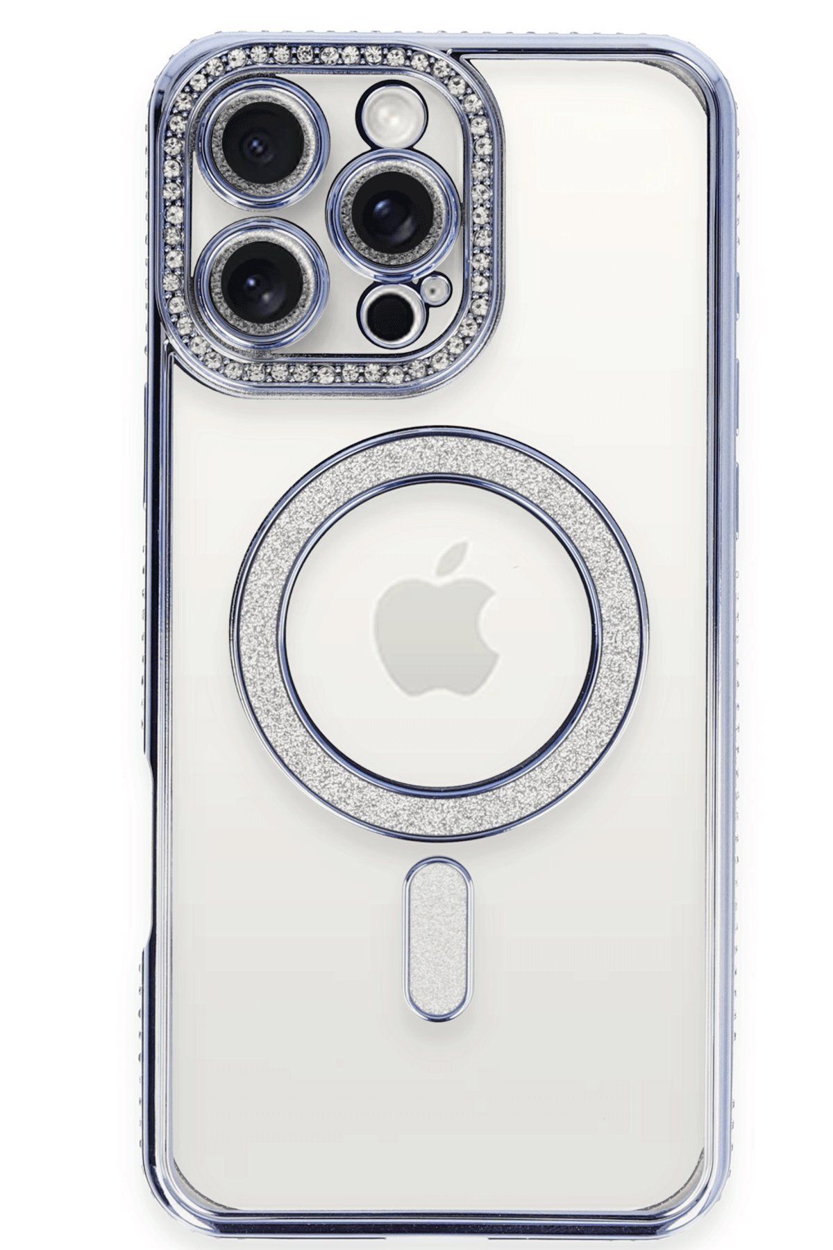 NewFace iPhone 16 Pro Kılıf Joke Simli Magneticsafe Kılıf - Mavi FLKRY
