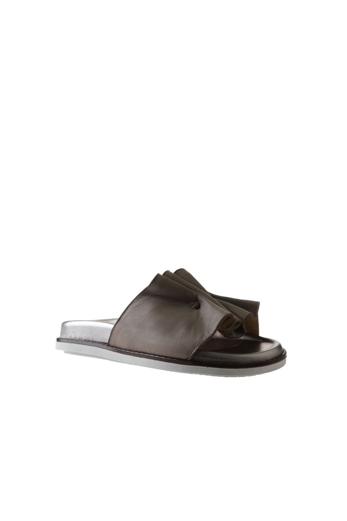 Bueno Shoes-01wu5810ModelGray Leather Women's Flat Slippers 3