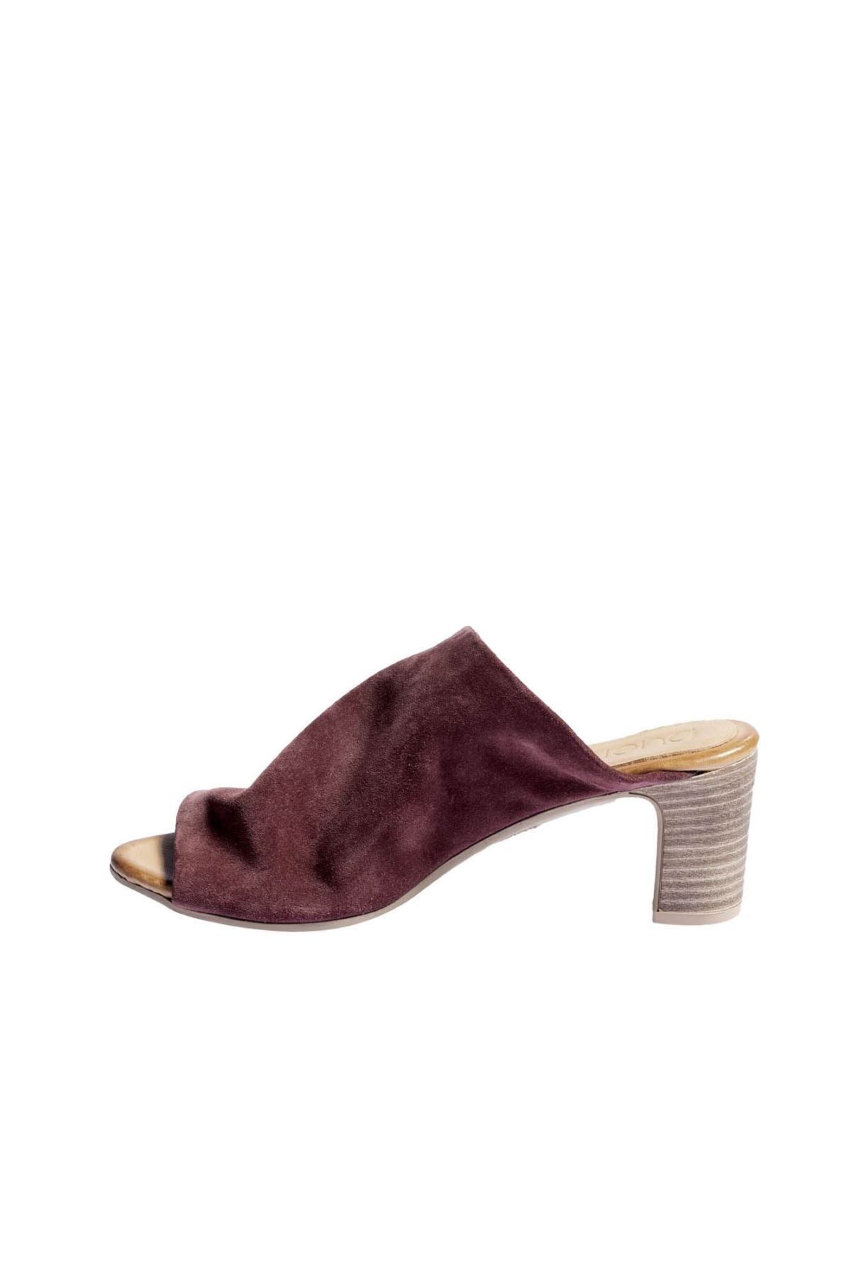 BUENO-Pantofi cu toc pentru femei din piele intoarsa burgundy - 01wn1503 3