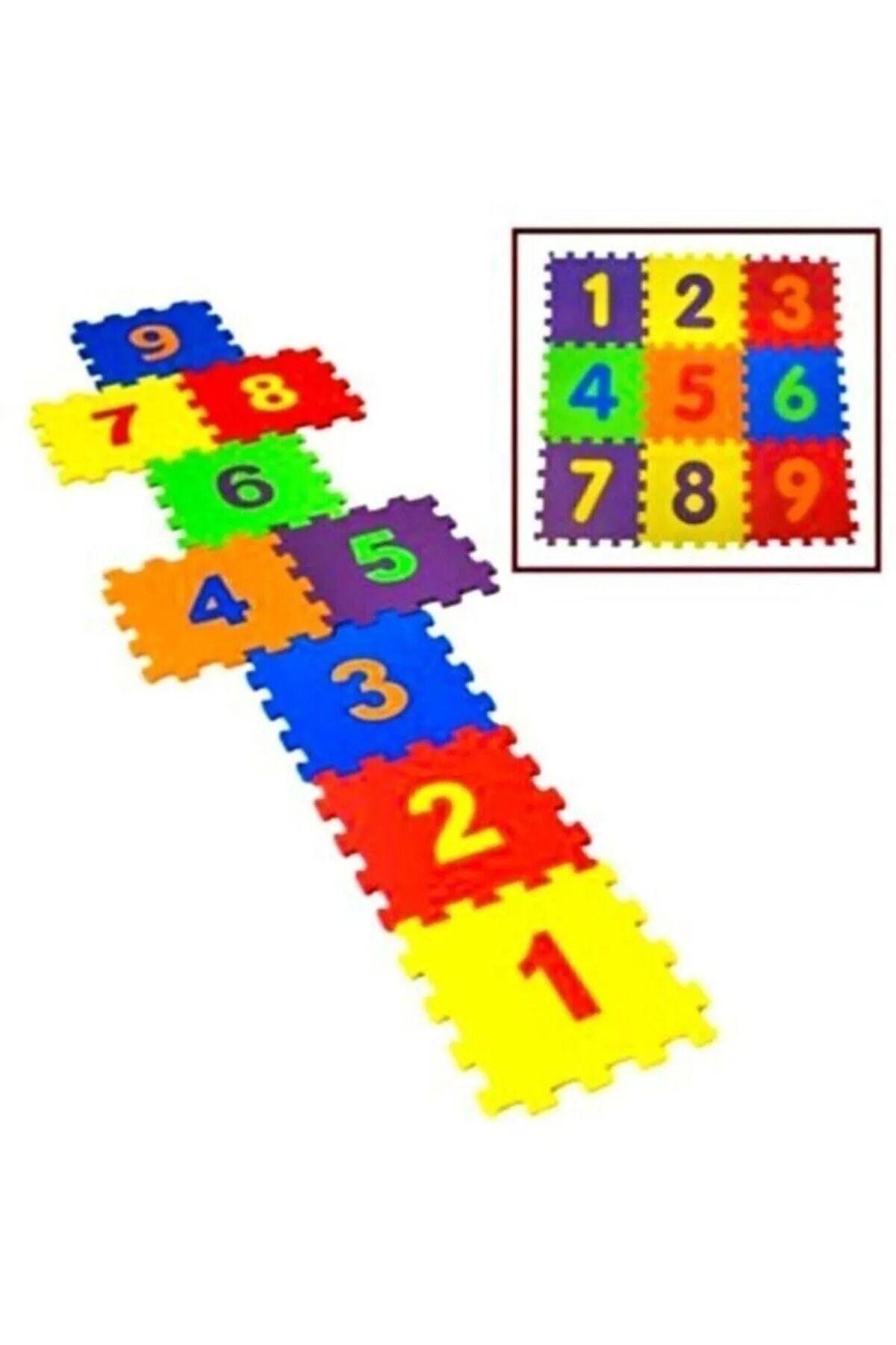 Nurum E Tİcaret 9 Parça Büyük Boy Rakamlı Sayılı Sünger Yapılı Oyun Karosu Yer Matı Puzzle Yapboz Royaleks-68803