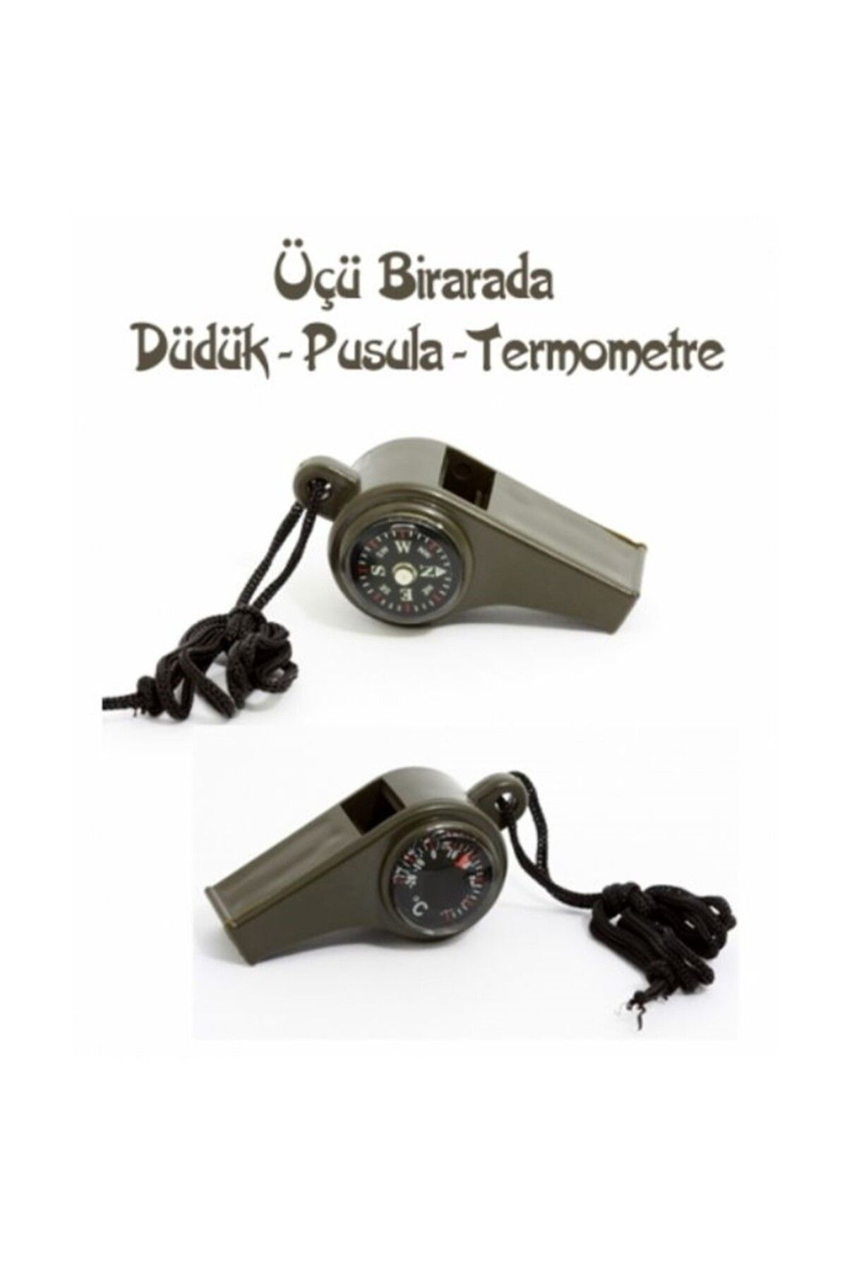 OEM Pusulalı Termometreli Düdük - Survival Askılı Düdük
