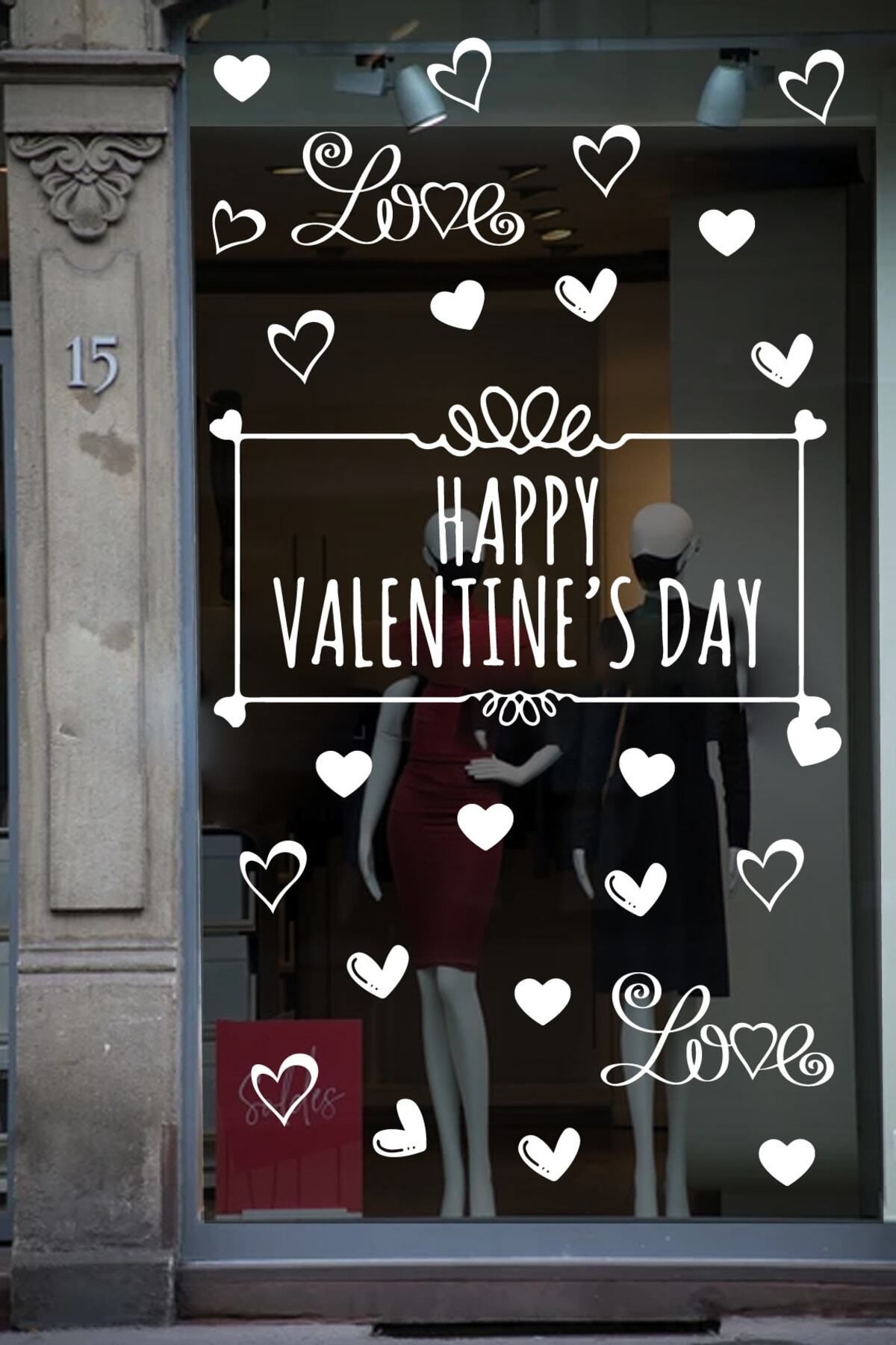 MLH STORE Happy Valentine's Day Sevgililer Günü Sticker Kalp, Love, I Love You Cam, Duvar Sticker Etiket Seti