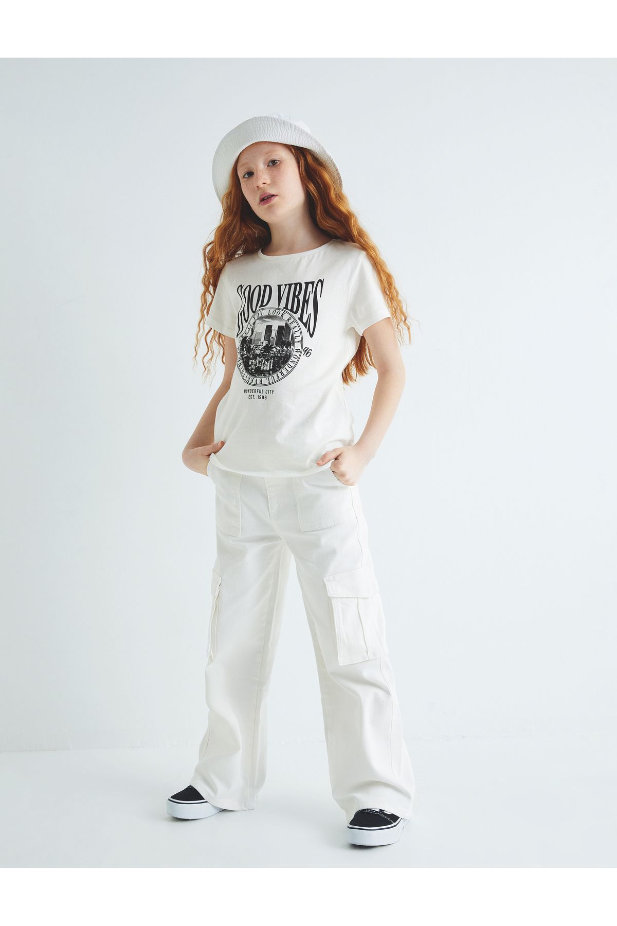 Koton Cargo Jeans Szerokie Nogawki Bawełniane - Dżinsy Szerokie Nogawki Kobieta - 7–8 years