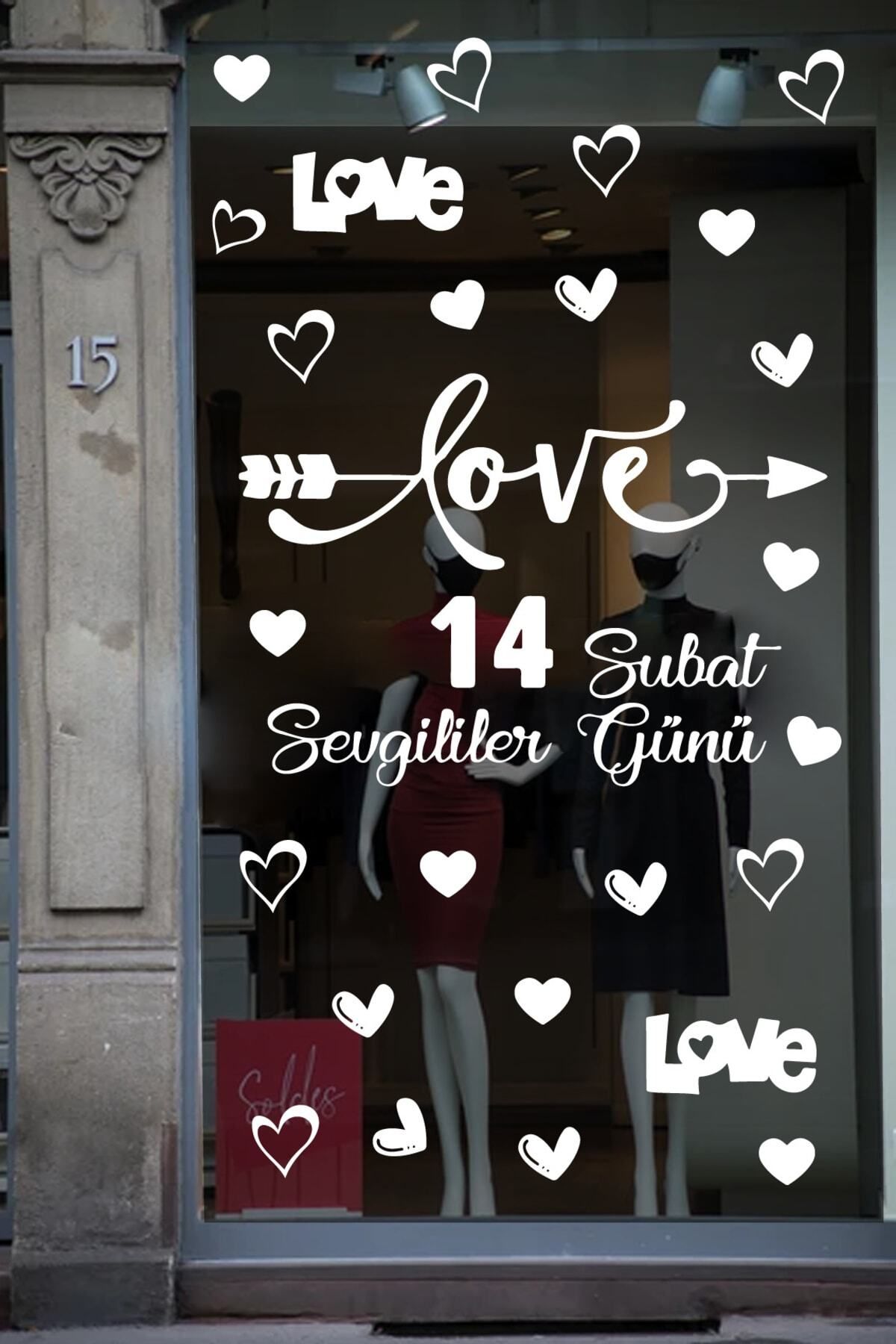 MLH STORE Happy Valentine's Day Sevgililer Günü Sticker Kalp, Love, I Love You Cam, Duvar Sticker Etiket Seti