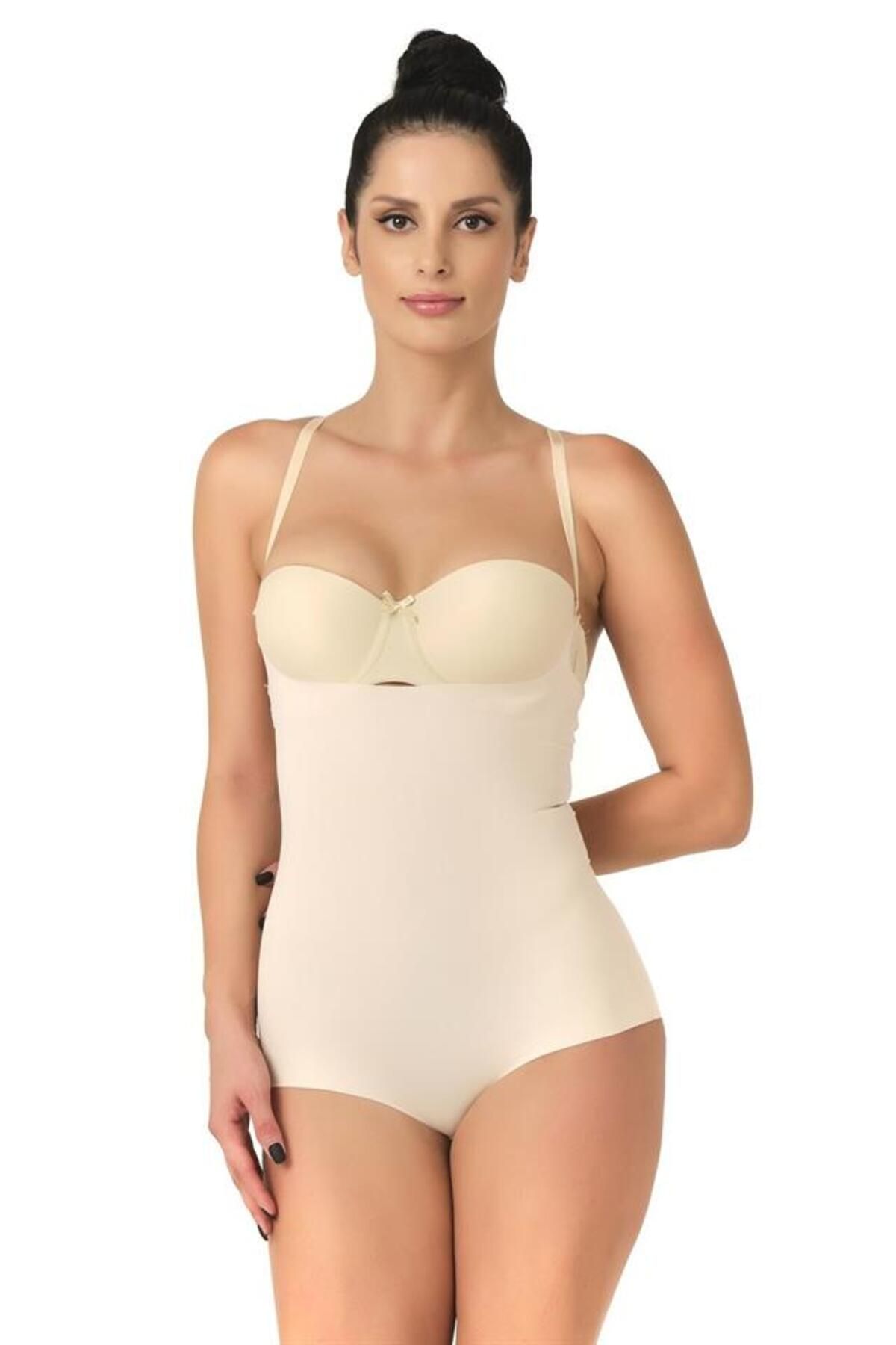 YNSGLOBAL Ten Emay 2723 Lazer Kesim Göğsü Açık Slip Korse