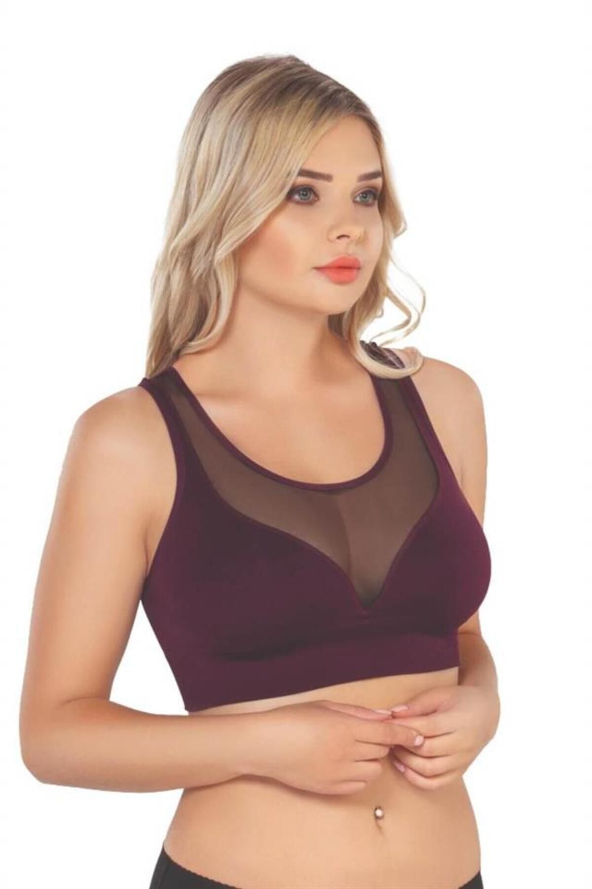 She Do SheDo  Bordo Emay 4028 Seamless Tül Toparlayıcı Sütyen Korse