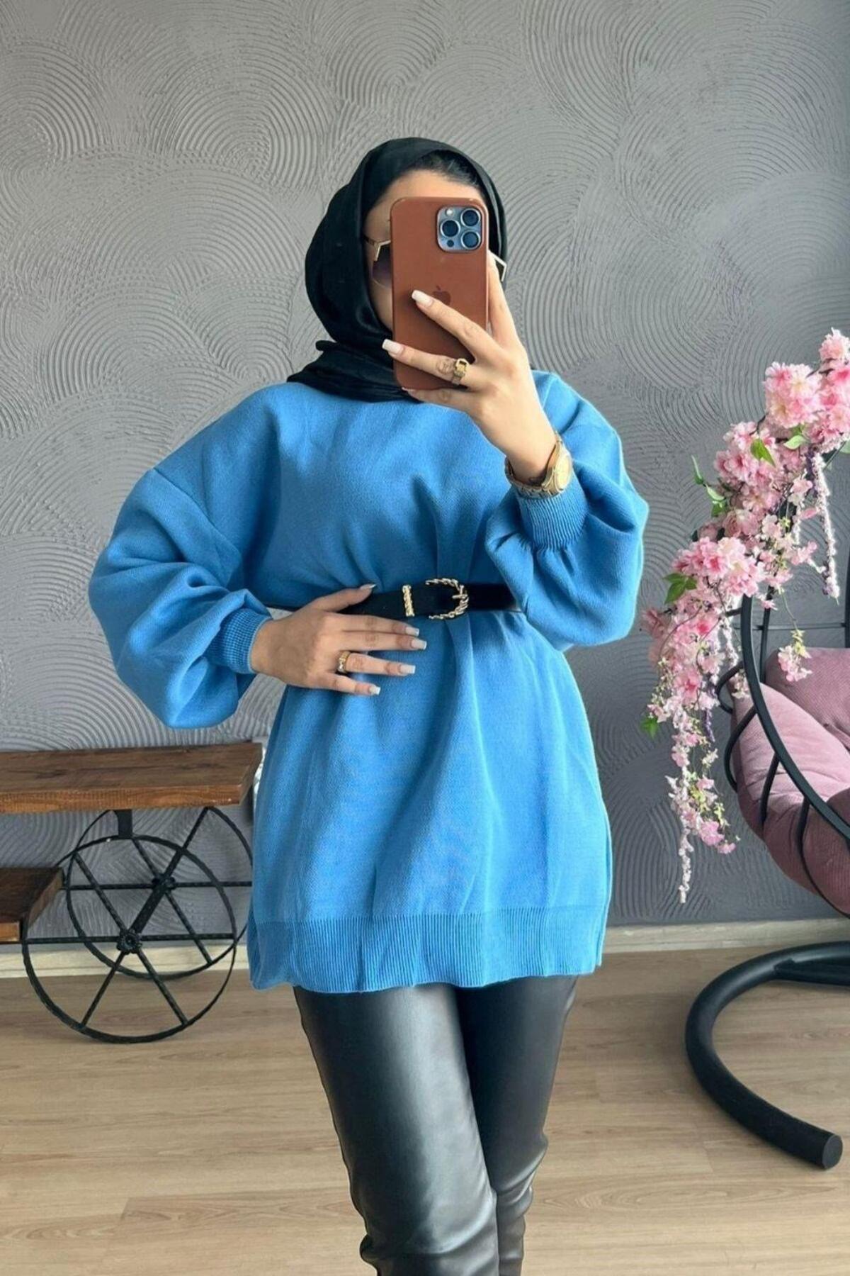 Half-Throat Knitwear Sweater Blue