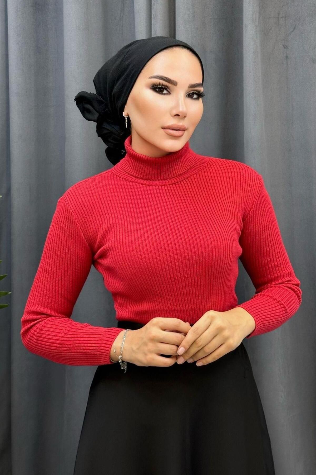 Şule Giyim-Tricotaj Pescar Pulover Roșu 2