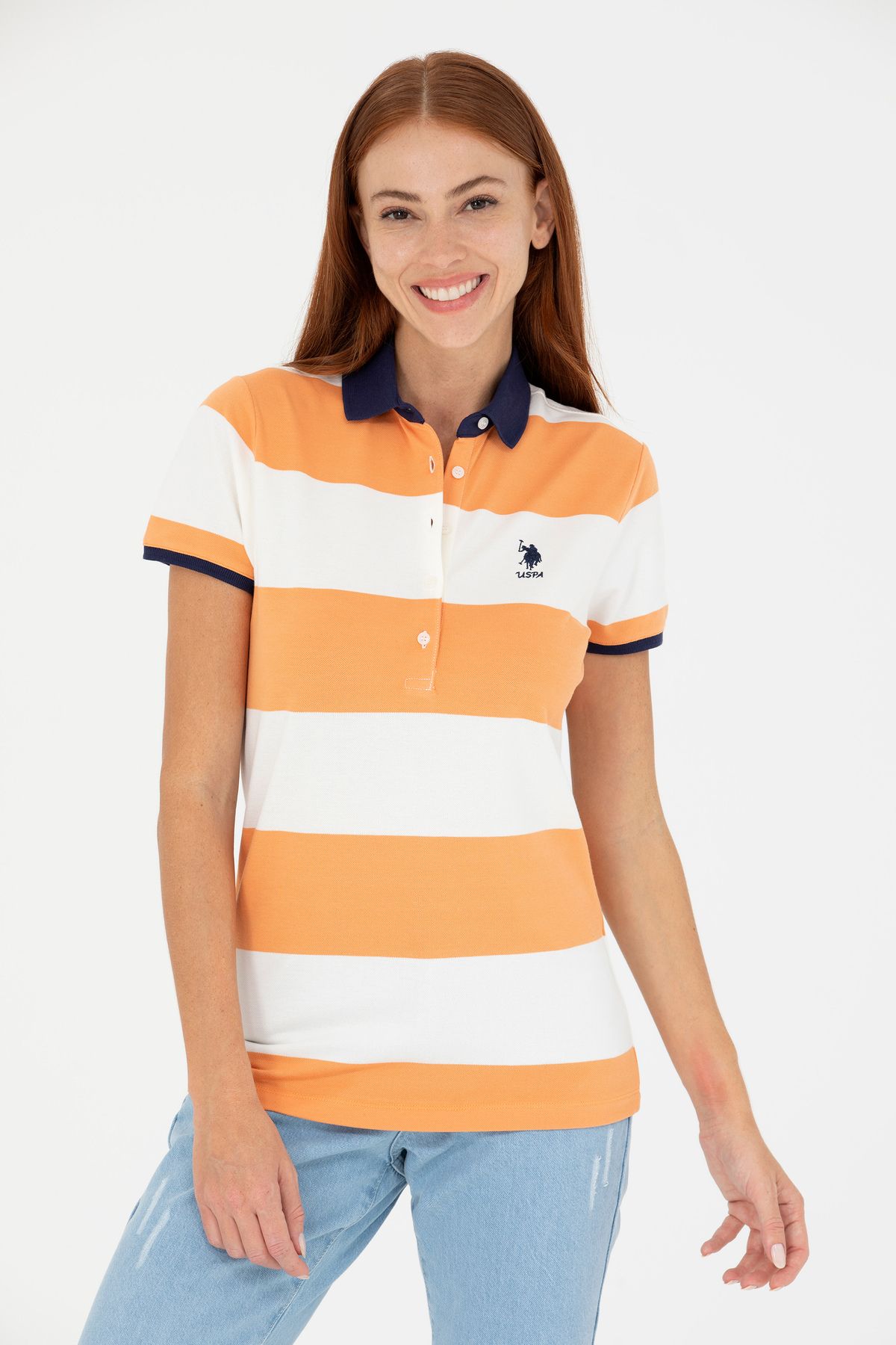 U.S. Polo Assn.-Orange Polo Neck Women's T-shirt - 50262960 -vr051 1