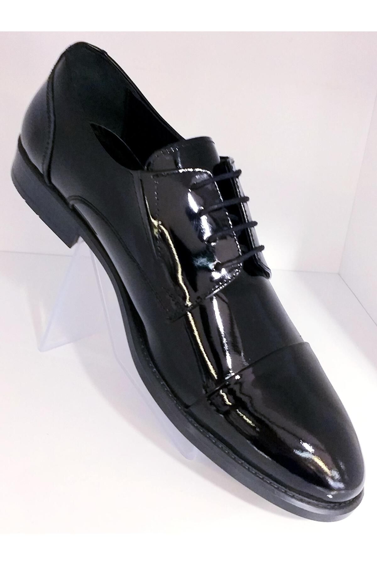 MARCO ROSSİ-Marco Rossi 5415 Men's Genuine Patent Leather Shoes with Mascara 5