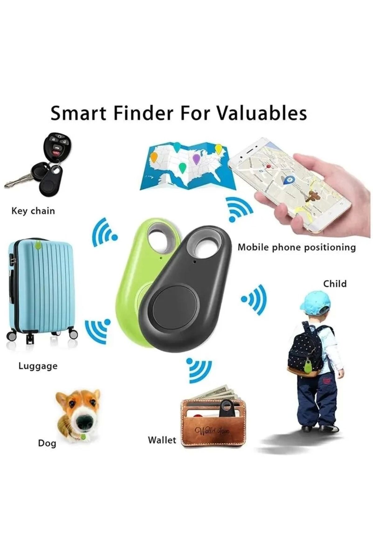 Epilons Mini Akıllı Anahtar Bulucu Bluetooth Tracker Evcil Hayvan Ve Eşya Gps Bulucu Anti-kayıp Sensör