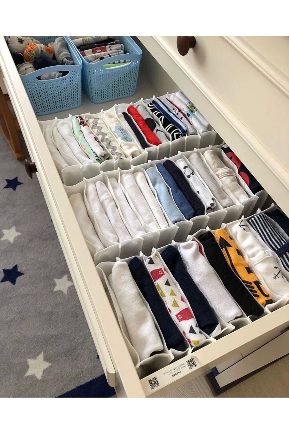 teknotrust 8 Bölmeli Renkli Düzenleyici Set, Çekmece ve Dolap İçi Akordiyon Organizer (6'lı)