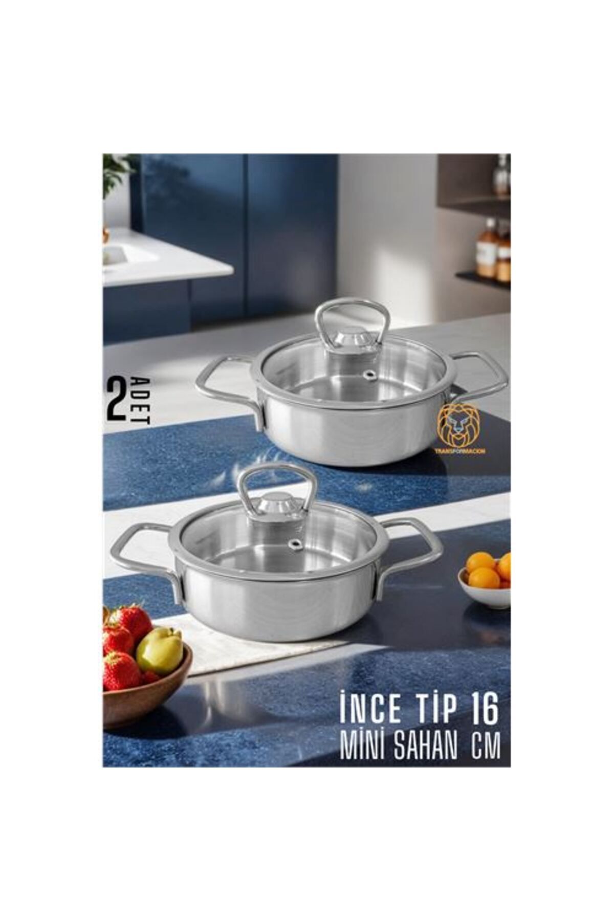 KfksStore Engithalat Mini Kapaklı Sahan Tencere 2 ADET Çelik 16 cm