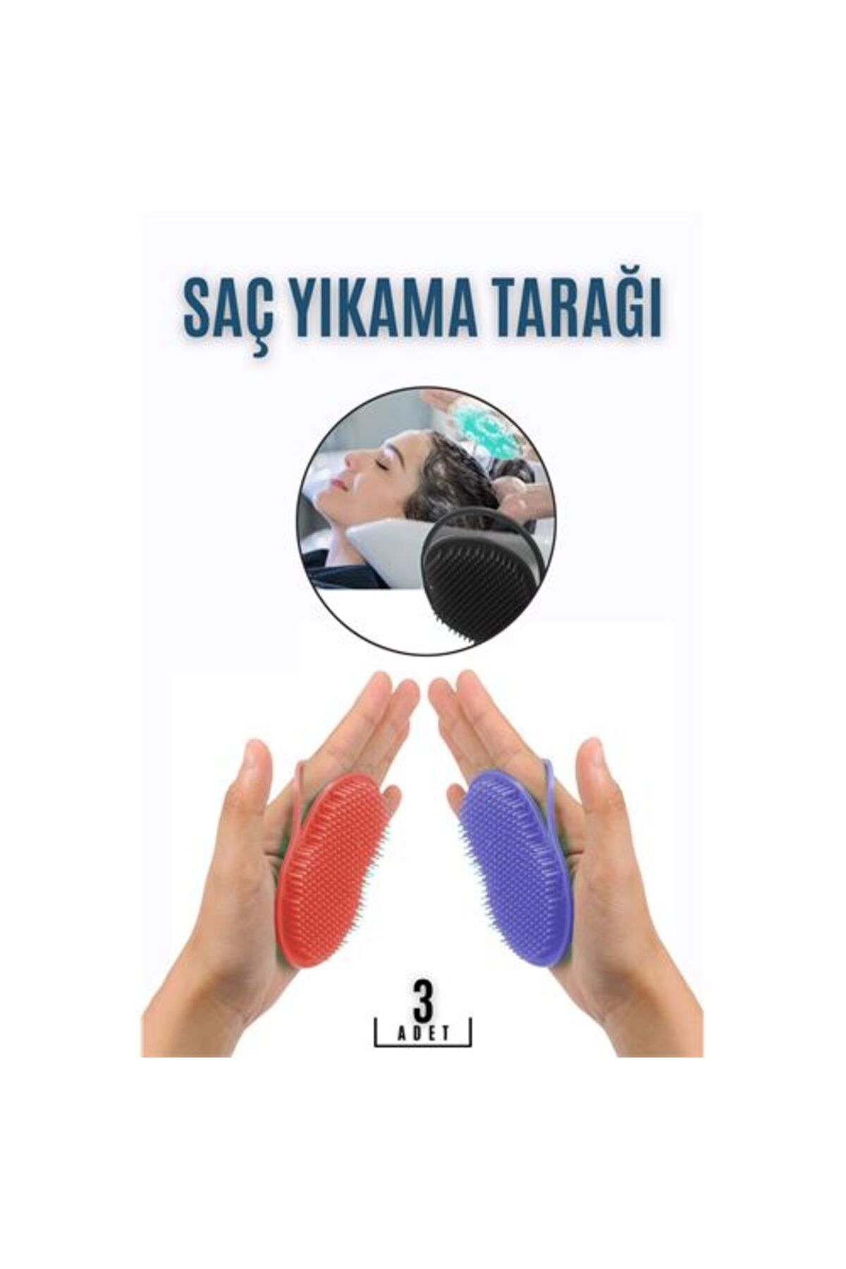 BirdoluSepet Engithalat Saç Yıkama Tarağı Avuçiçi 3 LÜ SET Belgiqa Design
