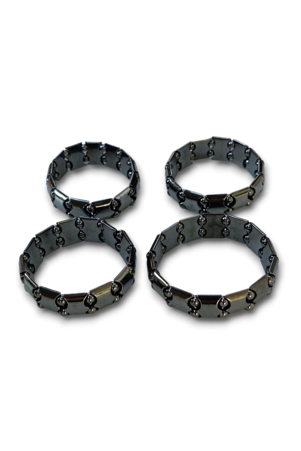 Pozitif Doğal Taş-Elastic Structured Hematite Bracelet - 543-2 4