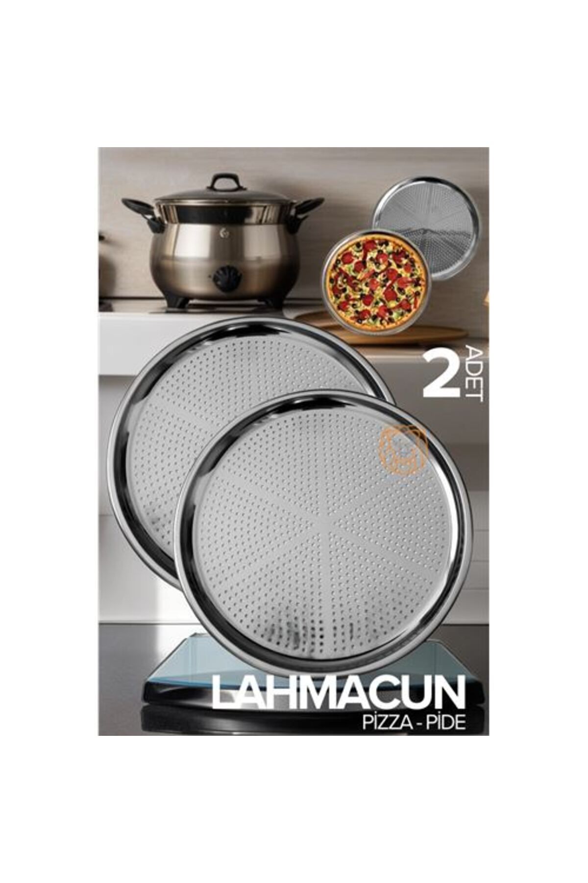 KfksStore Engithalat Lahmacun Pizza Pide Pişirme Tepsisi 2 li SET