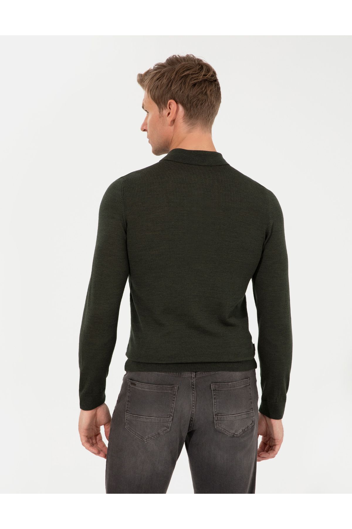 Pierre Cardin-Green Polo Neck Knitwear Sweater - Wool Blended, Regular Fit 50237775 -Vr054 5