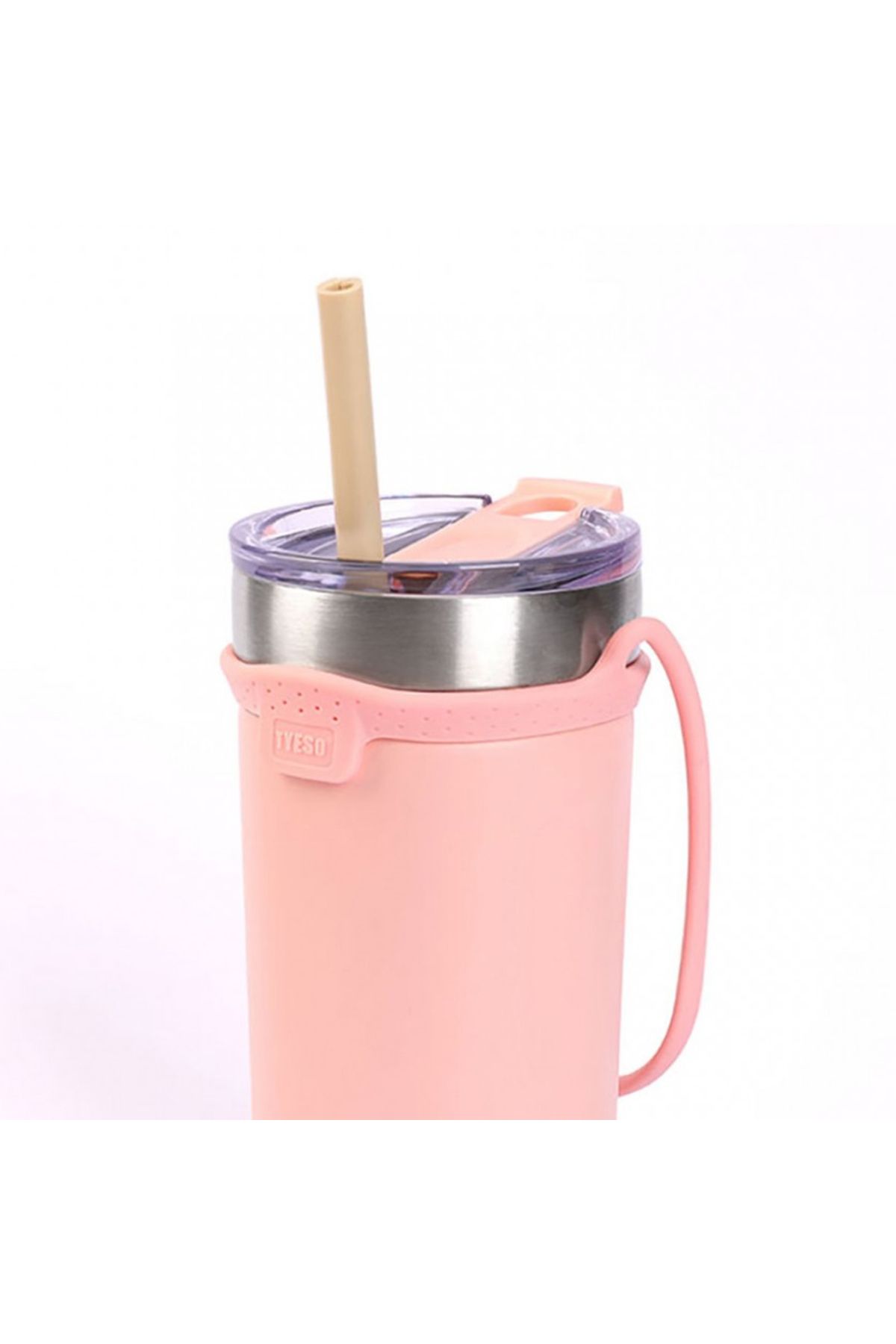Tyeso-Soulmate Tumbler Vakumlu Paslanmaz Çelik Silikon Askı 550 ml Pembe 2